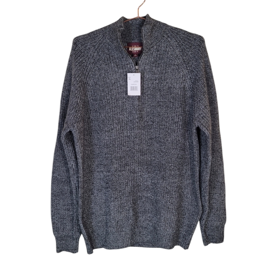 ALESBURY Charcoal Paxton Quarter Zip Sweater Size XL